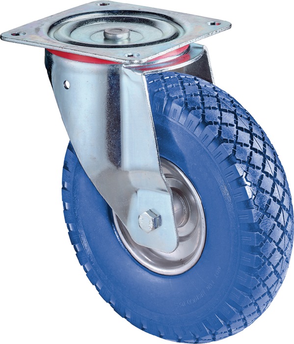Lenkrolle D.200mm Trgf.75kg m.Platte Radkörper STA PU schwarz BS ROLLEN