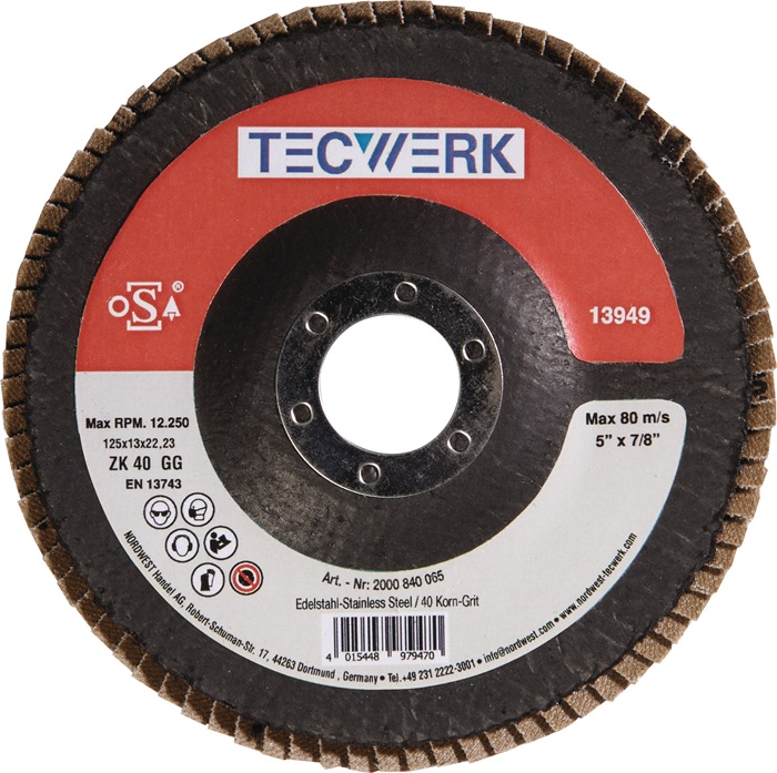 Fächerscheibe D.125mm K.40 kon.Alu.SCg TECWERK