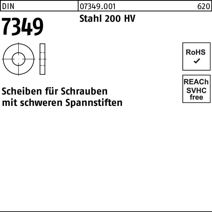 Scheibe DIN 7349 4,3x12x 1,6 Stahl 200HV 1000 Stück
