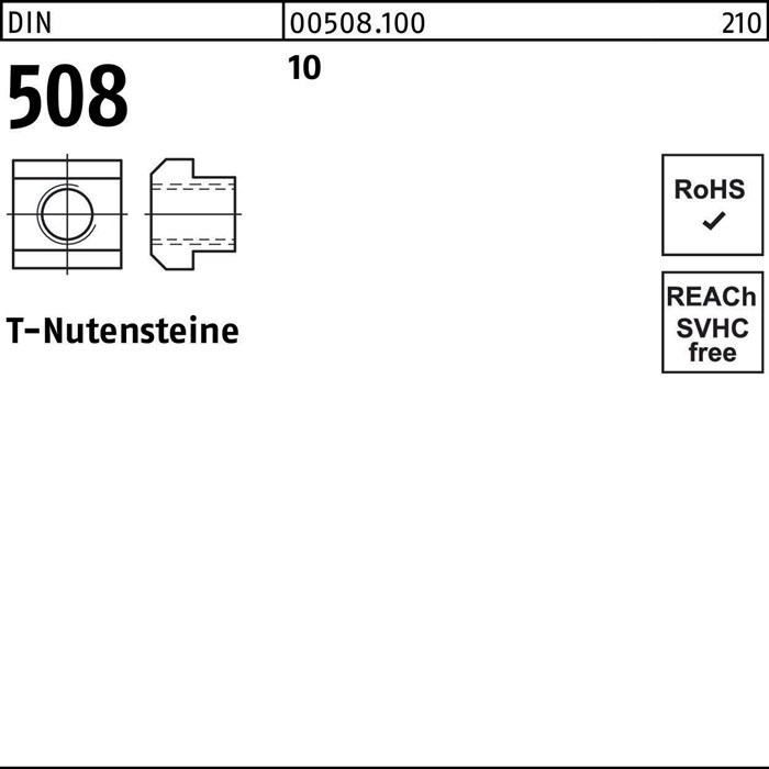 T-Nutenstein DIN 508 M12x 14 10 10 Stück