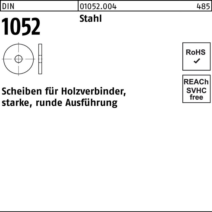 Unterlegscheibe DIN 1052 rund 27x 105x 8 Stahl 25 Stück