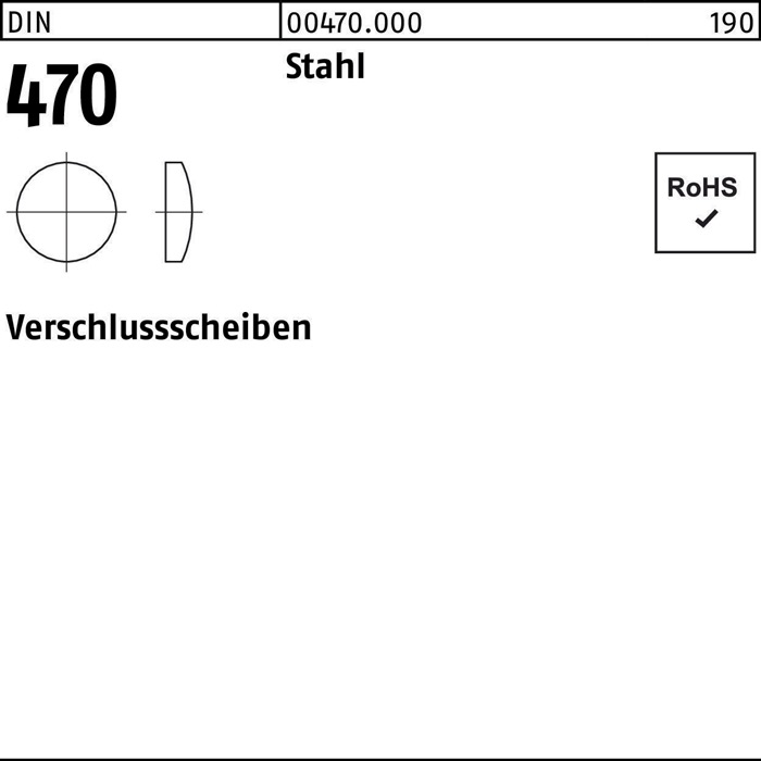 Verschlußscheibe DIN 470 8 Stahl 100 Stück