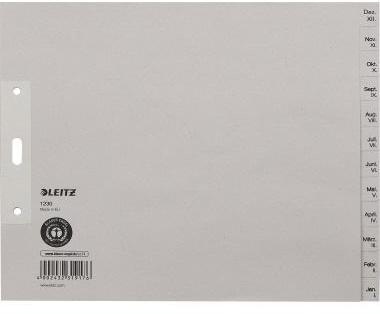 Leitz Register 12300085 DIN A4 Dez.-Jan. halbe Höhe Papier grau