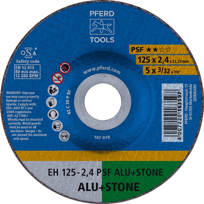 Trennscheibe EHT PSF ALU+STONE D125x2,4mm gekr.Bohr.125mm PFERD