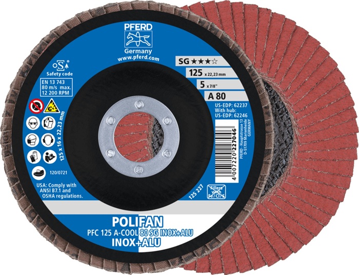 Fächerscheibe POLIFAN A-COOL SG INOX+ALU D.125mm K.80 kon.INOX/Aluminium NK