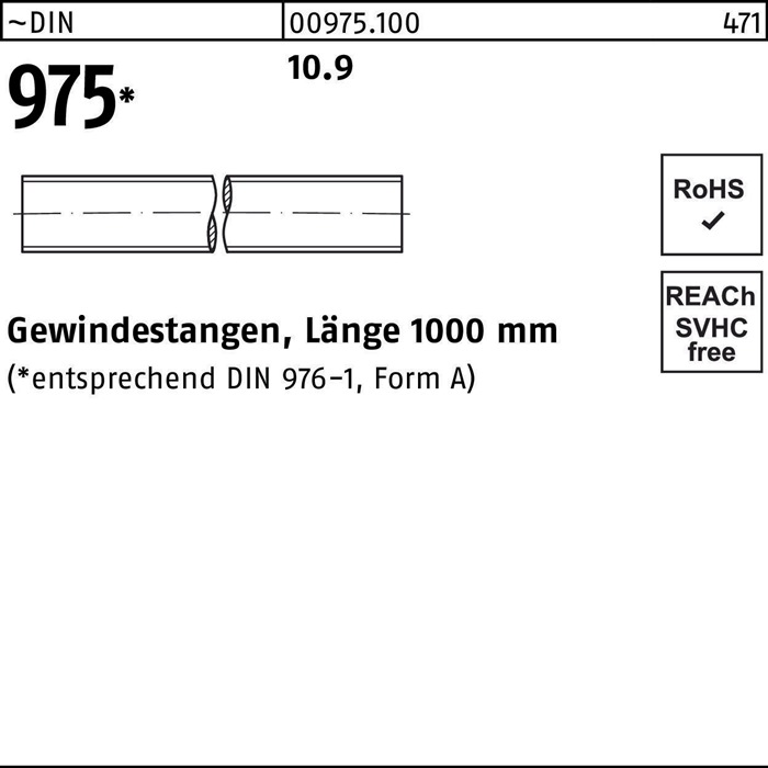 Gewindestange DIN 975 M18x 1000mm 10.9 1 Stück