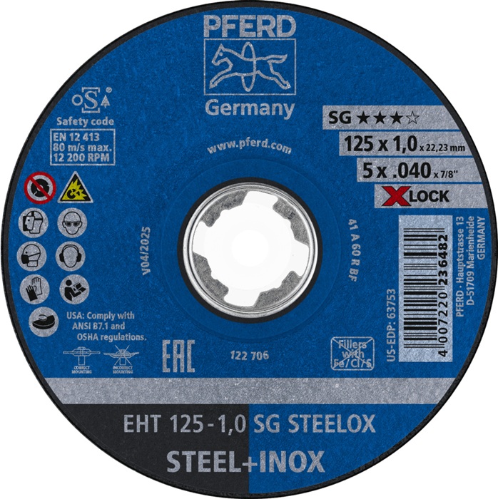 Trennscheibe X-LOCK SG STEELOX D125x1mm ger.PFERD