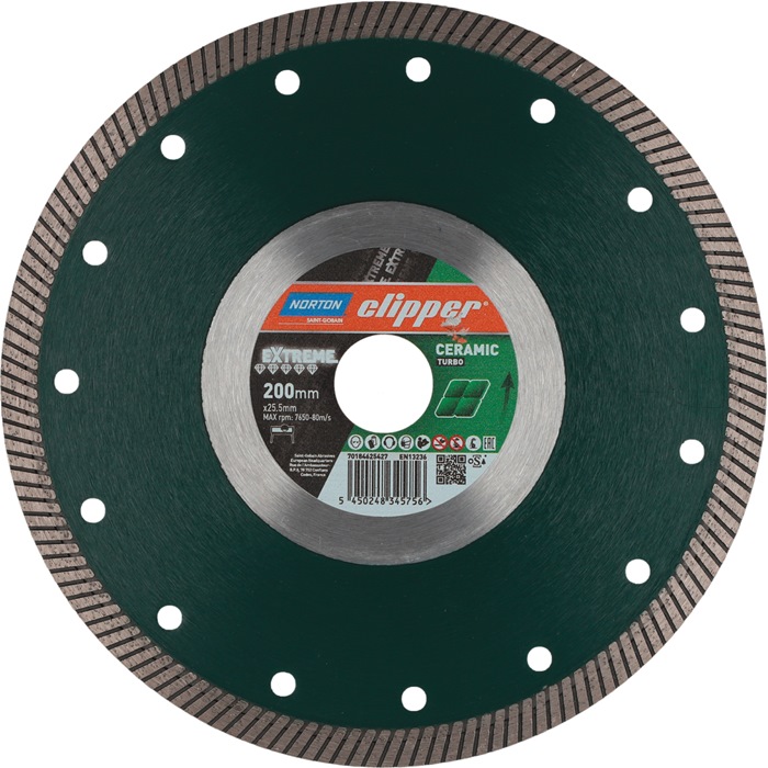 Diamanttrennscheibe Extreme Ceramic Turbo D200mm Bohr25,4mm 1,4mm NORTON CLIPPER