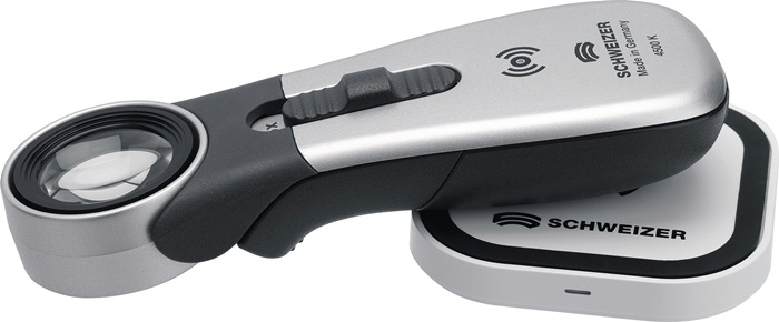 Handleuchtlupe Tech-Line Induktion Vergr.8x LED Linsen-Ø 30mm SCHWEIZER