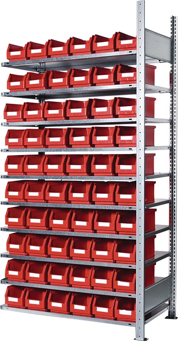 Steckregal H2000xB1000xT300mm Anbauregal 10 Stahl-Bd.60xGr.5 rot KAPPES
