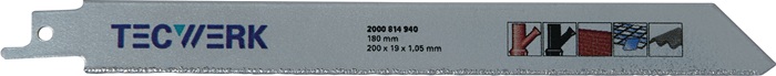 Diamantsäbelsägeblatt L.200mm B.19mm 1 St./Karte TECWERK