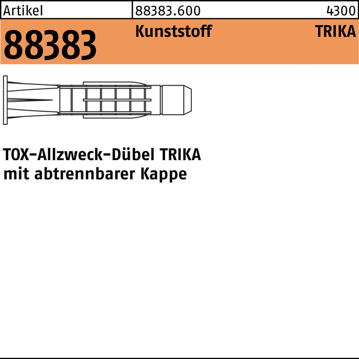 Dübel R 88383 FormTri-K 14x 76/12,0 Ku. 20 Stück TOX