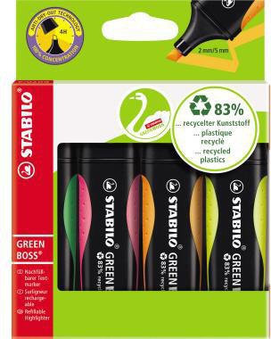 STABILO Textmarker GREEN BOSS 6070/4 2-5mm sortiert 4 St./Pack.