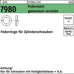 Federring DIN 7980 f.Zylinderschrauben 48 Federstahl galv.verz. 25Stück