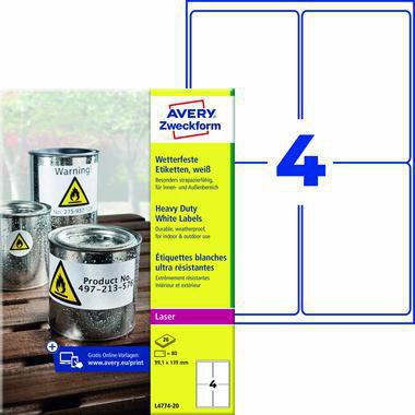 Avery Zweckform Folienetikett L4774-20 99,1x139mm 80 St./Pack.