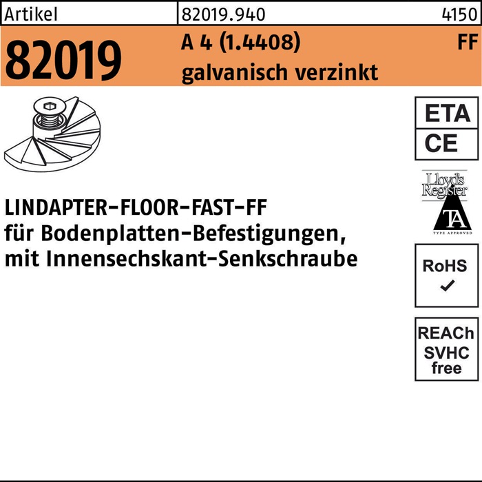 Klemme R 82019 FF FF 12 A 4 (1.4408) 1 Stück LINDAPTER