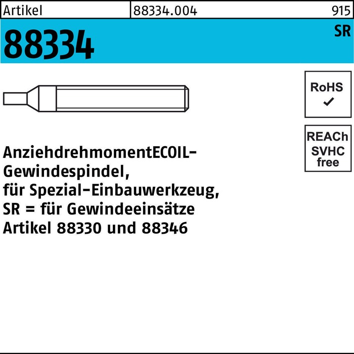 Gewindespindel R 88334 f.Einbauwerkzeug SR M3/Nr.1 Stahl 1 Stück AMECOIL