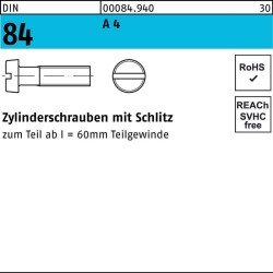 Zylinderschraube DIN 84 m.Schlitz M8x 12 A 4 50 Stück
