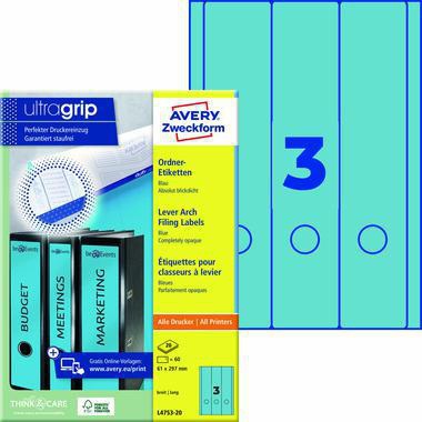 Avery Zweckform Ordneretikett L4753-20 lang/breit bl 60 St./Pack.