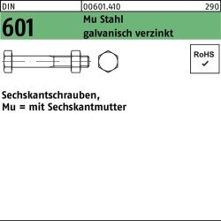 Sechskantschraube DIN 601 Sechskantmutter M24x110 Mu Stahl 4.6 galv.verz. 10St.