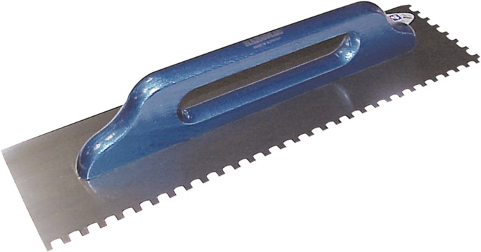 Schweizer Glättekelle L.500mm B.130mm Buchenholzgriff Zahn 10x10mm rostfr.VA