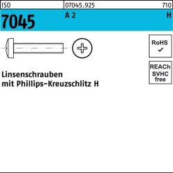 Flachkopfschraube ISO 7045 PH M2x 20-H A 2 200 Stück