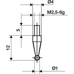 Messeins.D.1mm KGL M2,5 STA z.Messuhren KÄFER