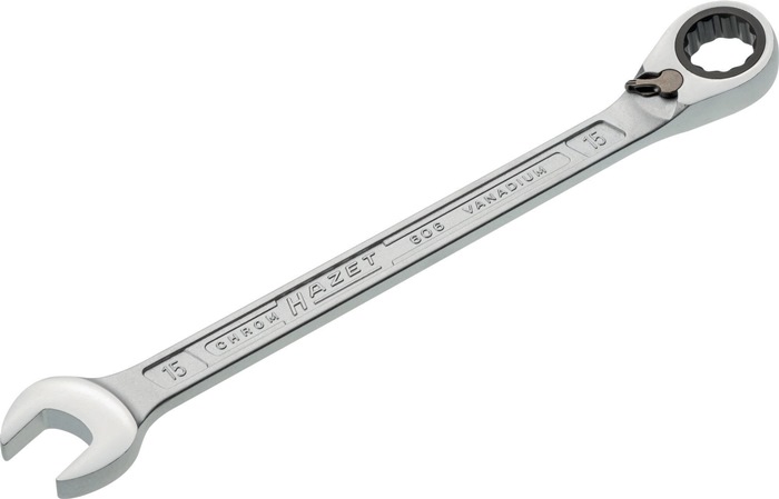 Maulringratschenschlüssel 606 SW 15mm L.218mm umschaltbar,Rings.15Grad HAZET