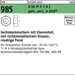 Sechskantmutter DIN 985 Klemmteil M10 8 (=M5 = 6 ) galv.verz. 8 DiSP 500St.