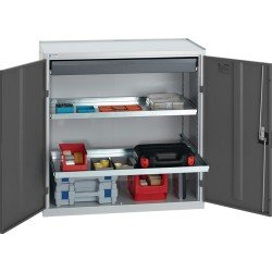 Werkzeug-/Beistellschrank H1000xB1000xT500mm 1Schubl.2Bd.lichtgrau/anthrazitgrau