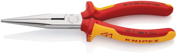 Flachrundzange L.200mm ger.VDE Mehrkomp.-Hüllen KNIPEX