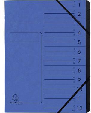 Exacompta Ordnungsmappe 541202E DIN A4 12Fächer Karton blau