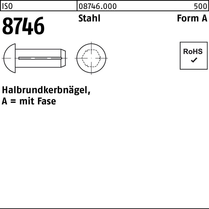 Halbrundkerbnagel ISO 8746 Fase 2,5x 6 Stahl 5000 Stück