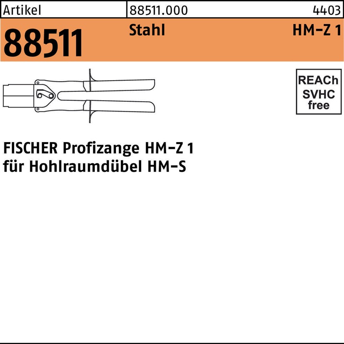 Dübelzange R 88511 HMZ 1 Stahl 1 Stück FISCHER