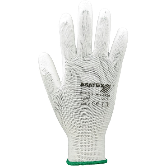Handschuhe Gr.10 weiß EN 388 PSA II Nyl.m.PU ASATEX