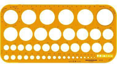 RUMOLD Kreisschablone 2010 1-36mm Tuschekante Kunststoff orange