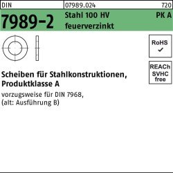 Unterlegscheibe DIN 7989-2 22/24x 39x8 Stahl 100HV feuerverz. 100 Stück