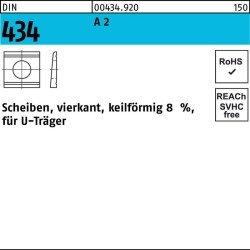 U-Scheibe DIN 434 vierkant keilförmig 26 A 2 Neigung 8% 10 Stück