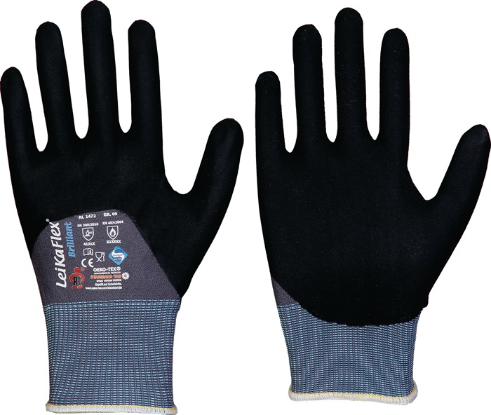 Handschuhe LeikaFlex® Brilliant Gr.9 grau/schwarz PSA II 12 PA LEIPOLD