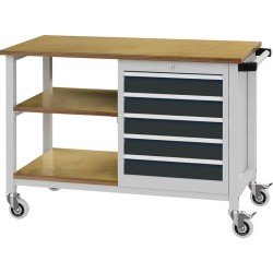 Werkbank B1200xT540xH880mm Buche Multiplex lichtgrau/grau 5 Schubl.