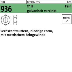 Sechskantmutter DIN 936 M20x 1,5 17 H galv.verz. 50 Stück