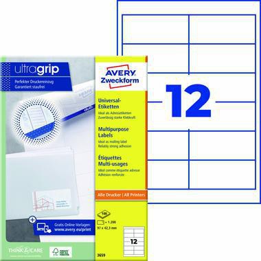 Avery Zweckform Universaletikett 3659 97x42,3mm weiß 1.200 St./Pack.