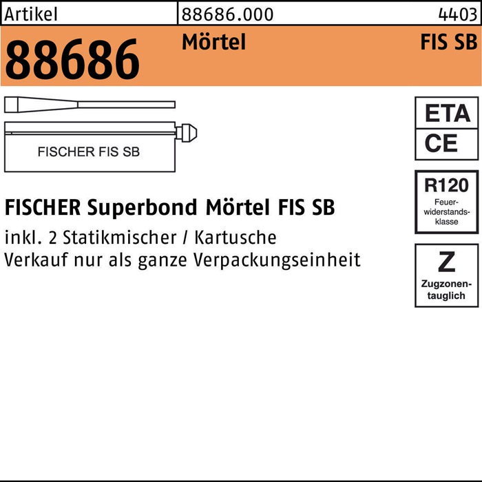 Mörtel R 88686 FIS SB 390 S Mörtel 6 Stück