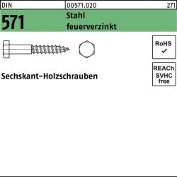 Sechskantholzschraube DIN 571 10x 120 Stahl feuerverz. 50 Stück