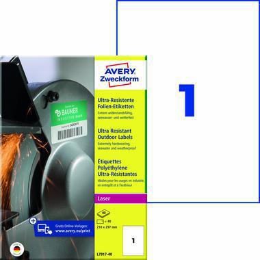 Avery Zweckform Etikett L7917-40 210x297mm ws 40 St./Pack.