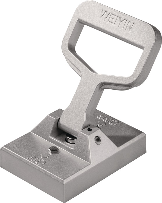 Plattenmagnet L140xB140xH28mm m.Handgriff u.Abdruckbolzen Gesamt-H.180mm 1 kN
