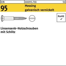 Holzschraube DIN 95 LIKO Schlitz 6x70 Messing galv. vernickelt 100St.