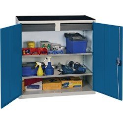 Werkzeug-/Beistellschrank H1000xB1000xT500mm 2Schubl.,2Bd.lichtgrau/enzianblau
