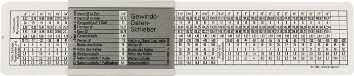 DIN-Gewindeschieber z.M/MF/BSW/G Ku.TECWERK