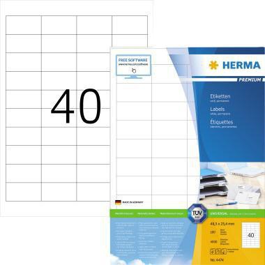 HERMA Etikett PREMIUM 4474 48,5x25,4mm weiß 4.000 St./Pack.